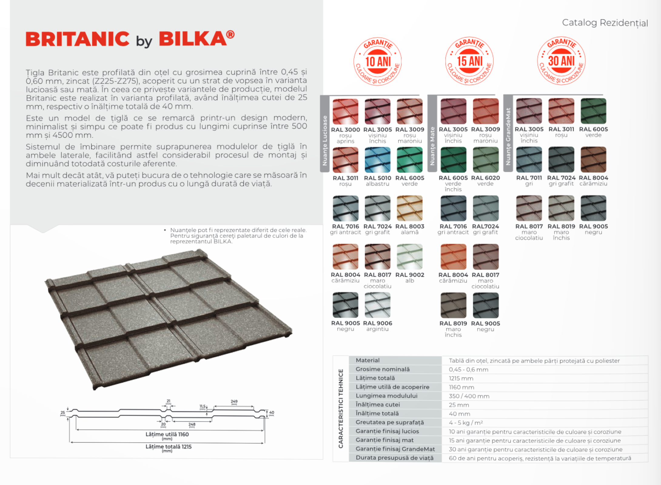 Țiglă metalică Britanic Mat